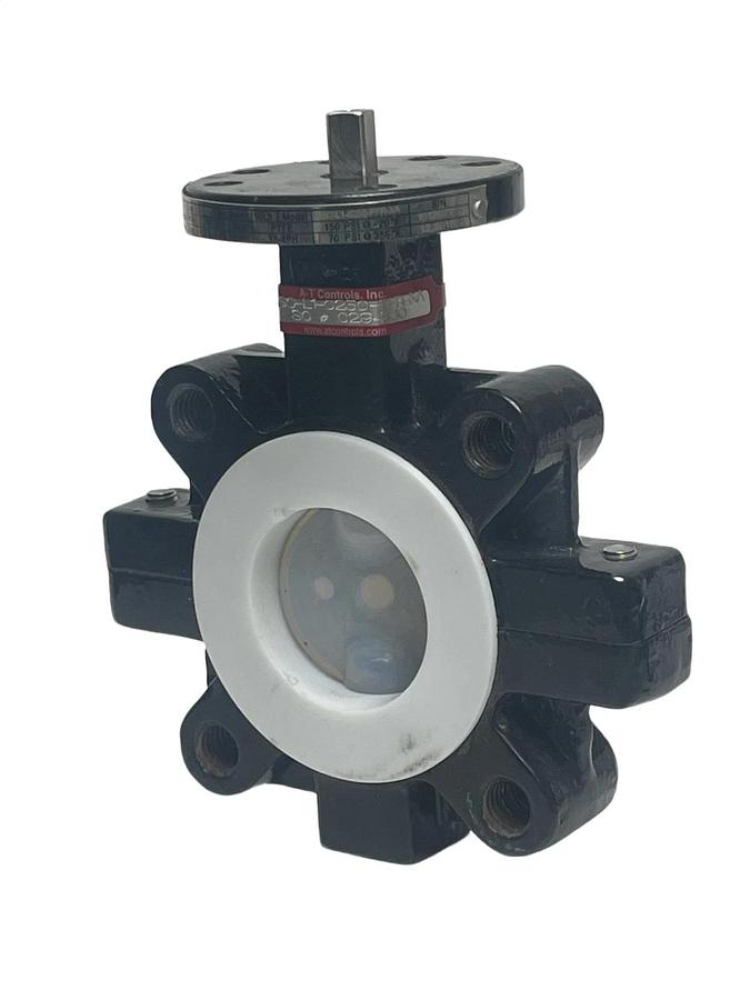 A-T Controls 2.5" Lined Butterfly Valve ASC-L1-0250-PFR-XA w/ Actuator Mount Kit