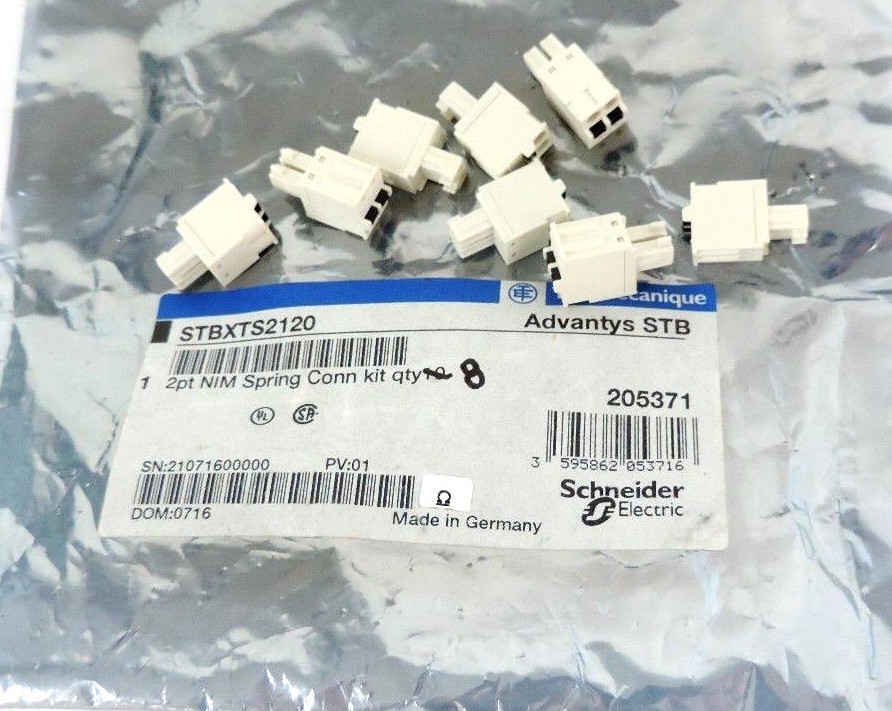 Used NEW TELEMECANIQUE STBXTS2120 ADVANTYS STB 2PT NIM SPRING CONN KIT QTY: 8