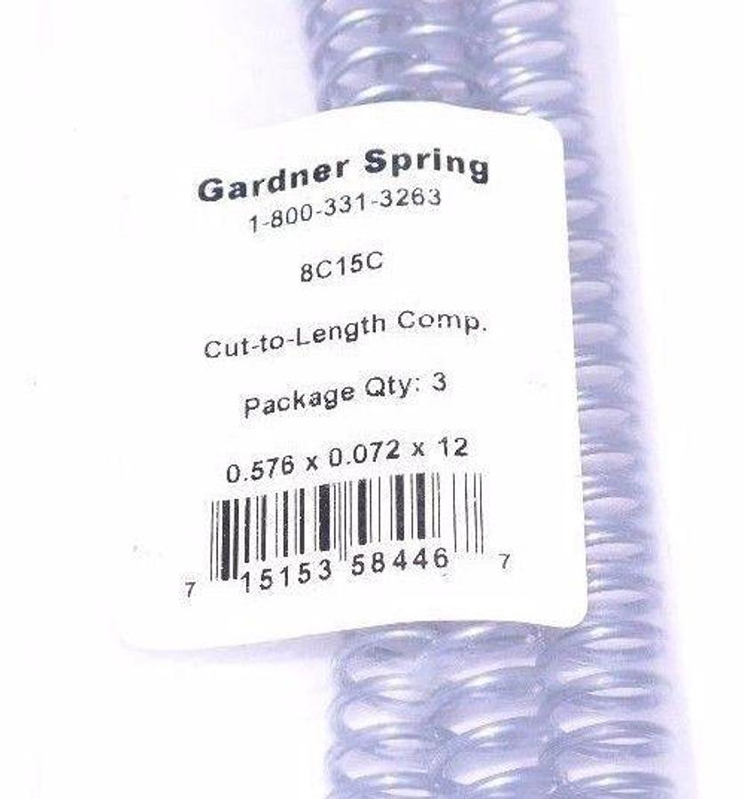 Used LOT OF 3 NEW GARDNER 8C15C COMPRESSION SPRINGS 0.576" X .0720" X 12" 02086007