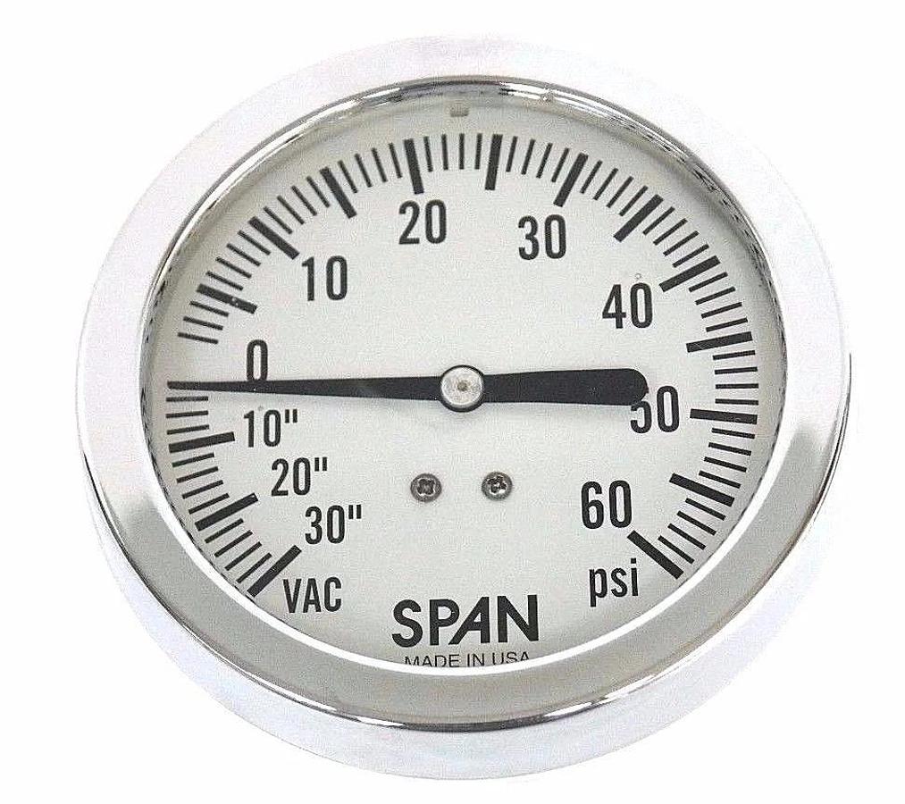 Used NIB SPAN SGC315-30-60-PSI-G-FI-NZ PRESSURE GAUGE 6505150, 03-0004-T