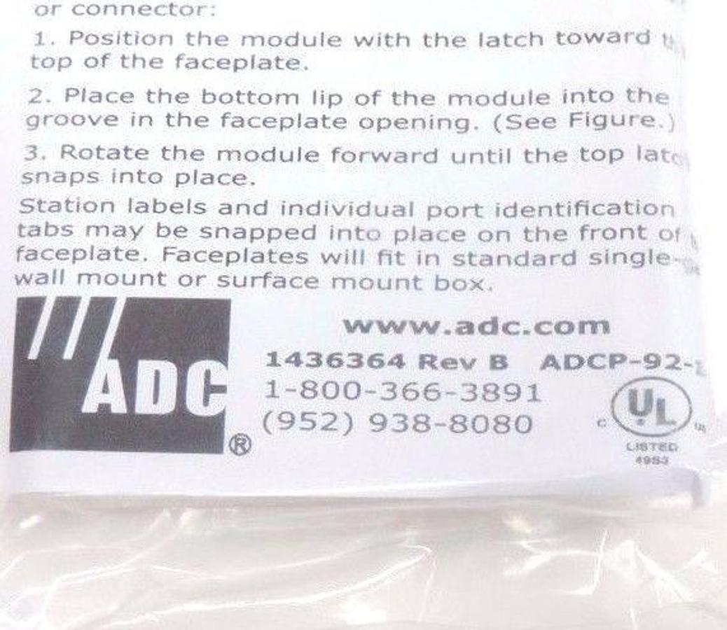 LOT OF 10 ADC FACEPLATE SINGLE GANG FLUSHMOUNT 6-PORT 1436364 REV. B ADCP-92-142