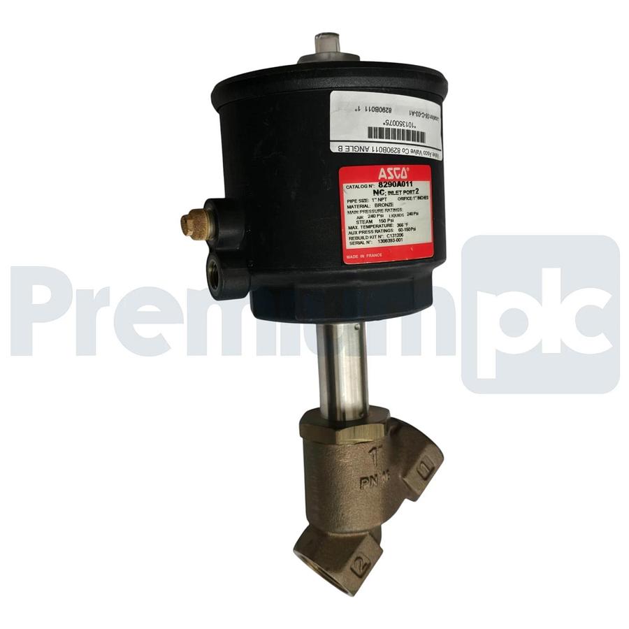 ASCO 8290A011 Angle Body Aux. Piloted Piston Valve 1" NPT Bronze 2/2 NC NSNP