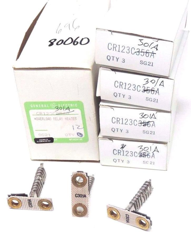 LOT OF 12 NEW GENERAL ELECTRIC CR123C301A HEATER ELEMENTS (4 BOXES OF 3)