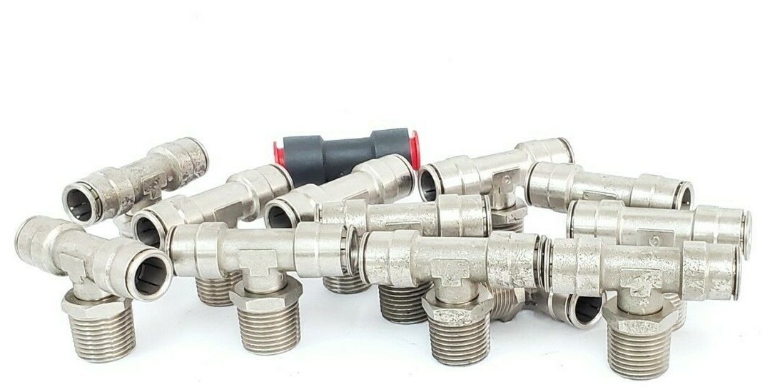 Used LOT OF 13 SMC TEE FITTINGS 1/2" X 1/2" X 7/8"