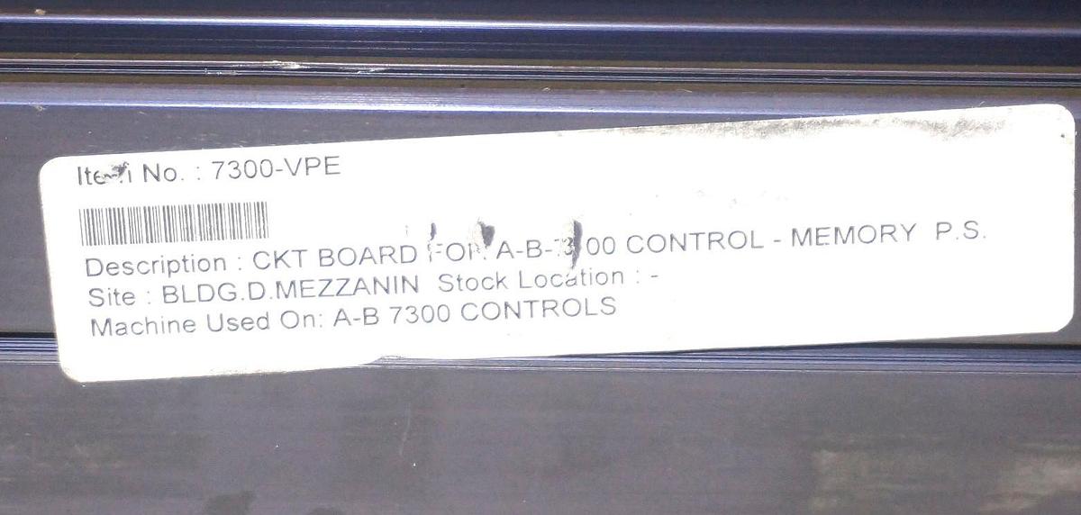Used ALLEN BRADLEY 635375-01 CONTROL MODULE POWER SUPPLY/MEMORY 7300-VPE