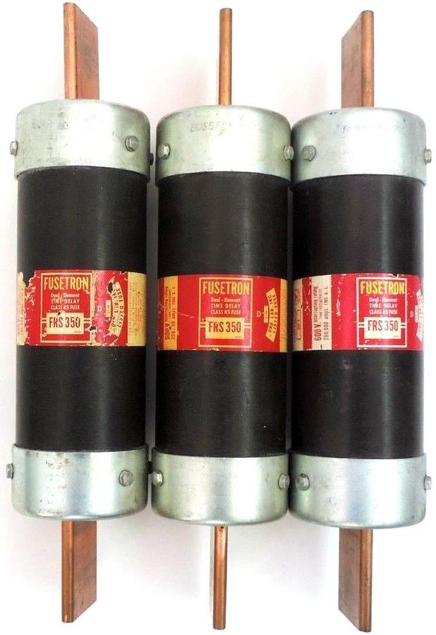 Used LOT OF 3 FUSETRON FRS 350 FUSES TIME DELAY 350A 600VAC CLASS K5 FRS350