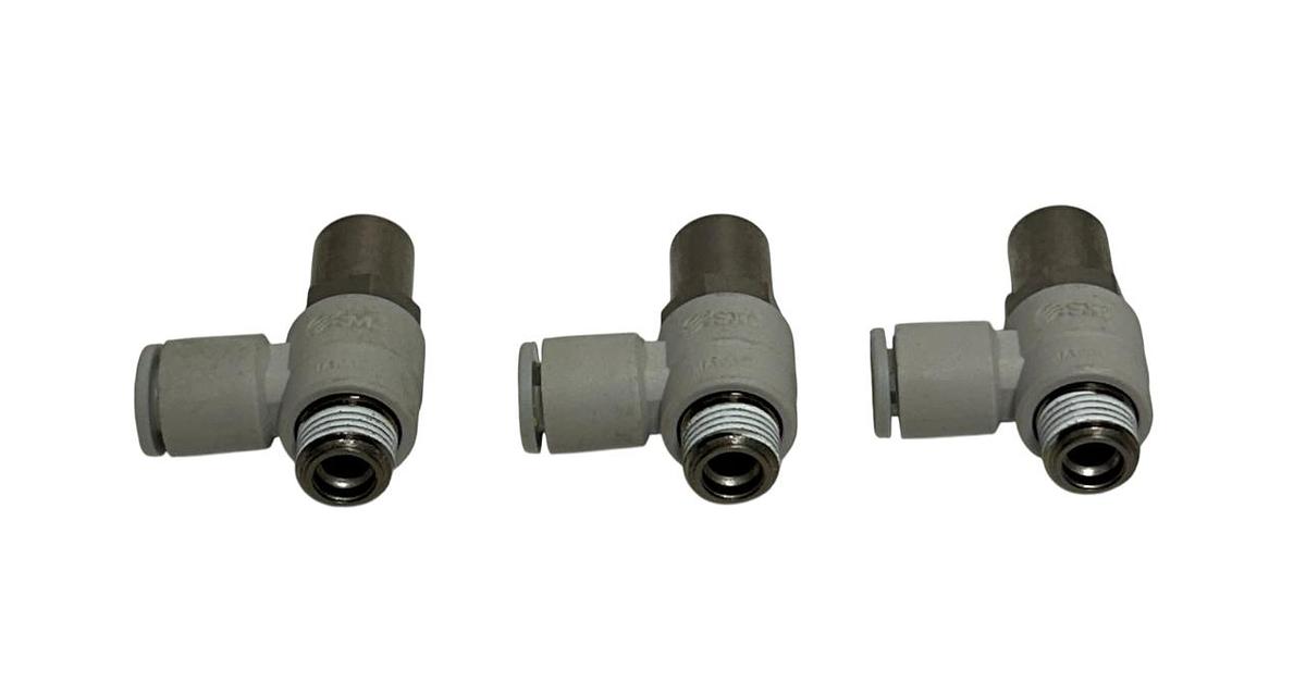 Used 3 SMC AS2201F-01-06SD / AS2201F0106SD TAMPER PROOF FLOW CONTROL VALVES NSNP