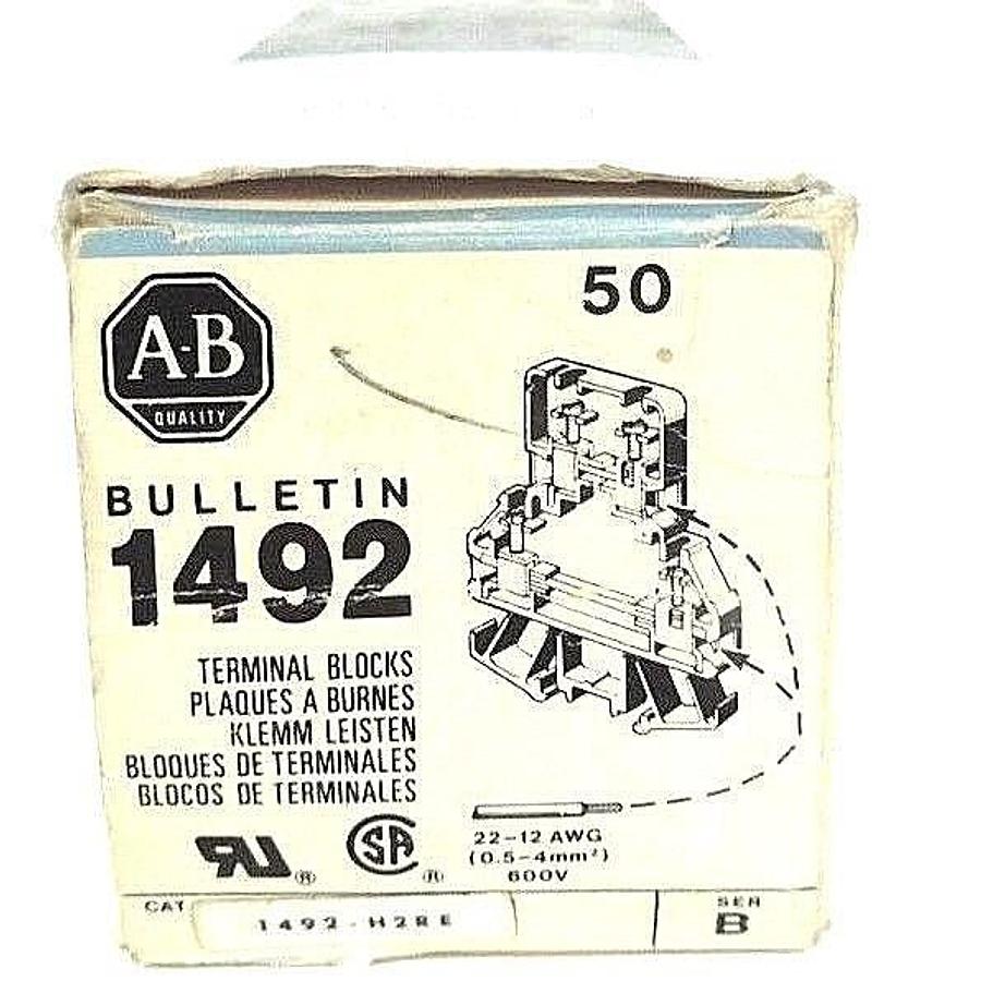 BOX OF 44 NEW ALLEN BRADLEY 1492-H2RE SER. B TERMINAL BLOCKS RED 1492H2RE