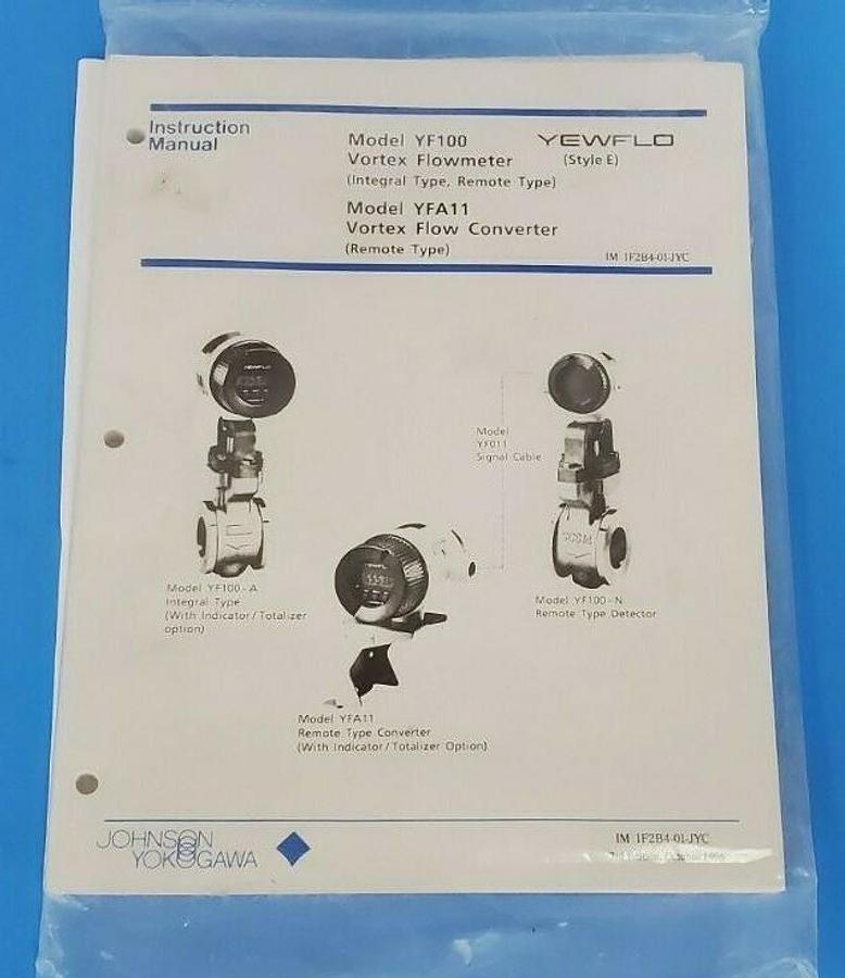JOHNSON YOKOGAWA IM 1F2B4-01-JYC 3RD ED. INSTRUCTION MANUAL VORTEX YF100 YFA11