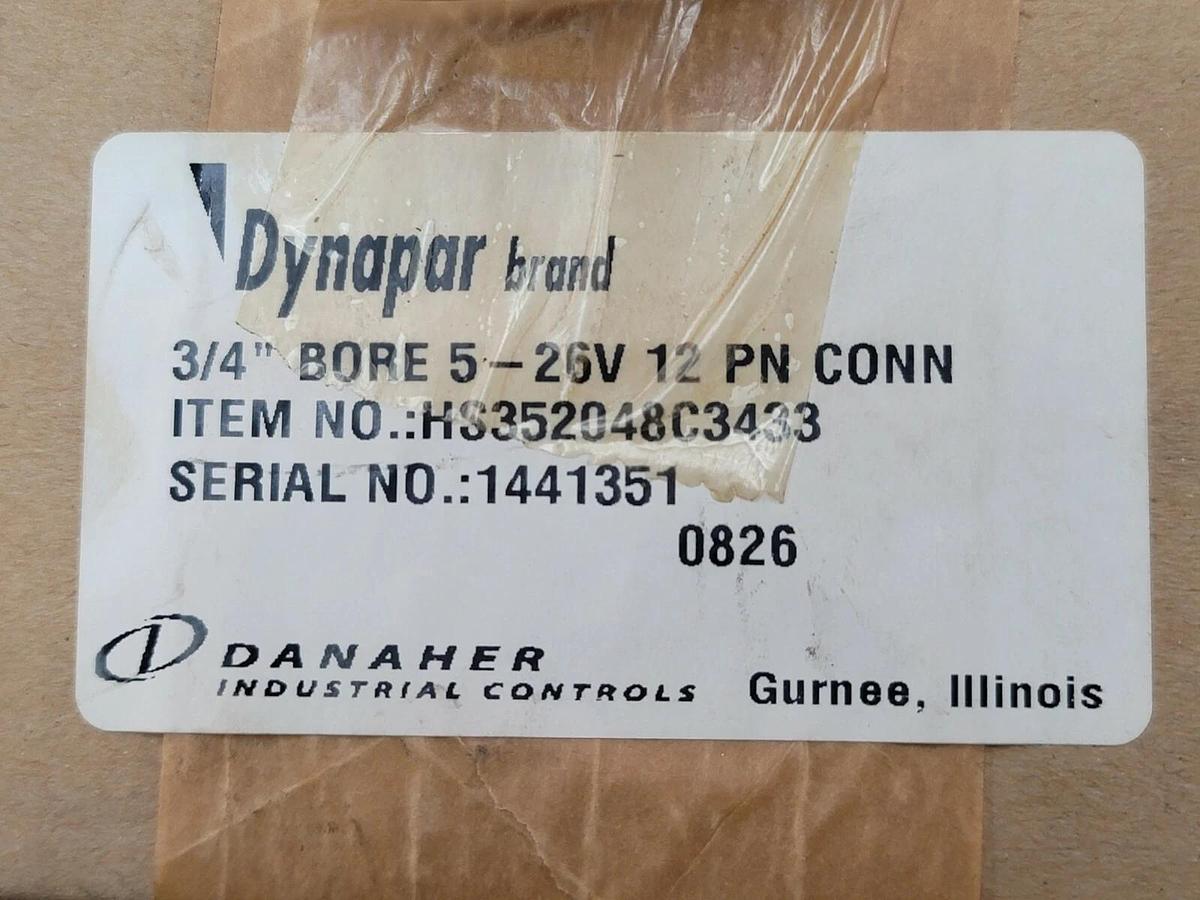 Used NIB DYNAPAR HS352048C3433 HOLLOW SHAFT ENCODER 3/4'' BORE 5-26V 12 PN CONN