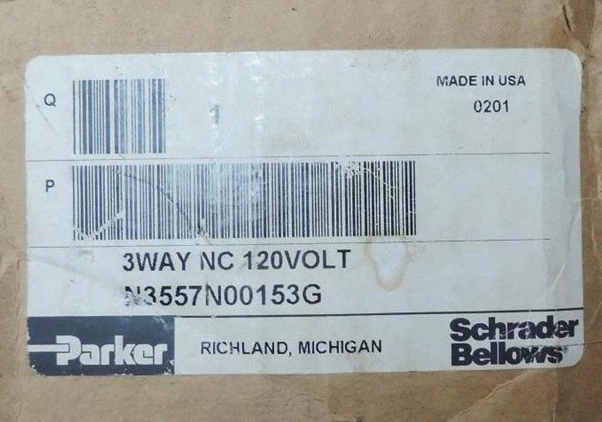 Used NIB PARKER N3557N00153G 3WAY NC VALVE 120 VOLT K065N03553G
