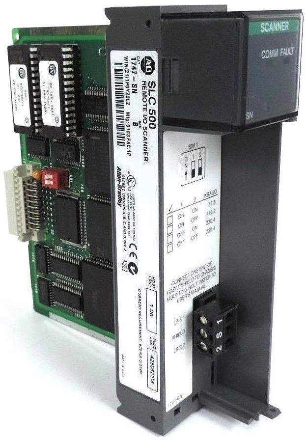 Used ALLEN BRADLEY 1747-SN REMOTE I/O SCANNER 1747SN SER. B *MISSING DOOR*