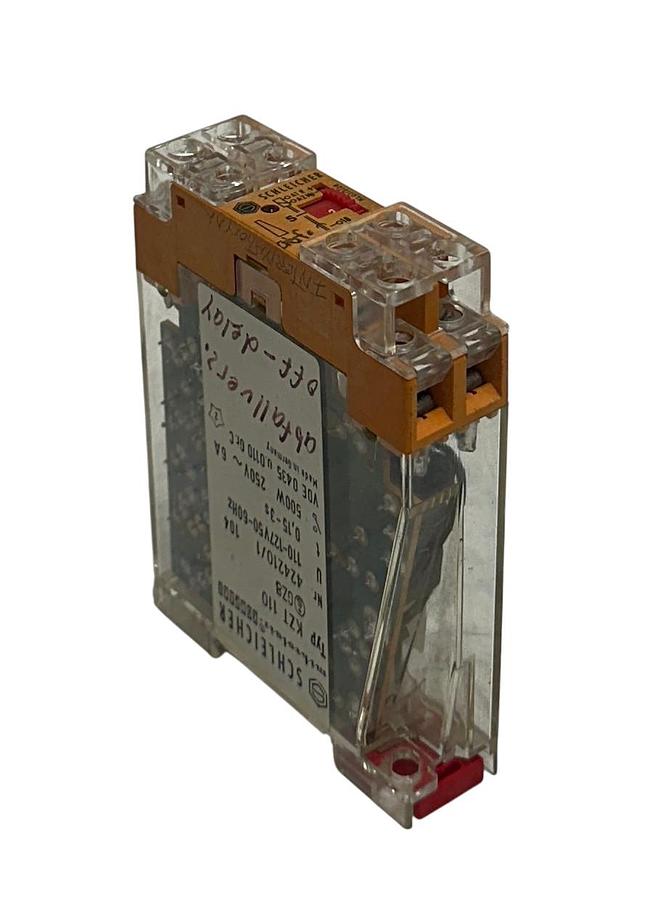 Used SCHLEICHER KZT 110 / 424210/1 104 TIME DELAY RELAY 0.15-3s 500W 250V 6A USNP