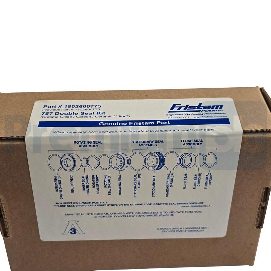 Fristam 1802600775 757 Double Seal Kit Chrome Oxide Carbon Ceramic Viton OEM NEW