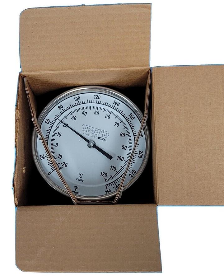 Used NEW TREND INSTRUMENTS WIKA MODEL 52 5'' BIMETAL THERMOMETER 1/2''NPT