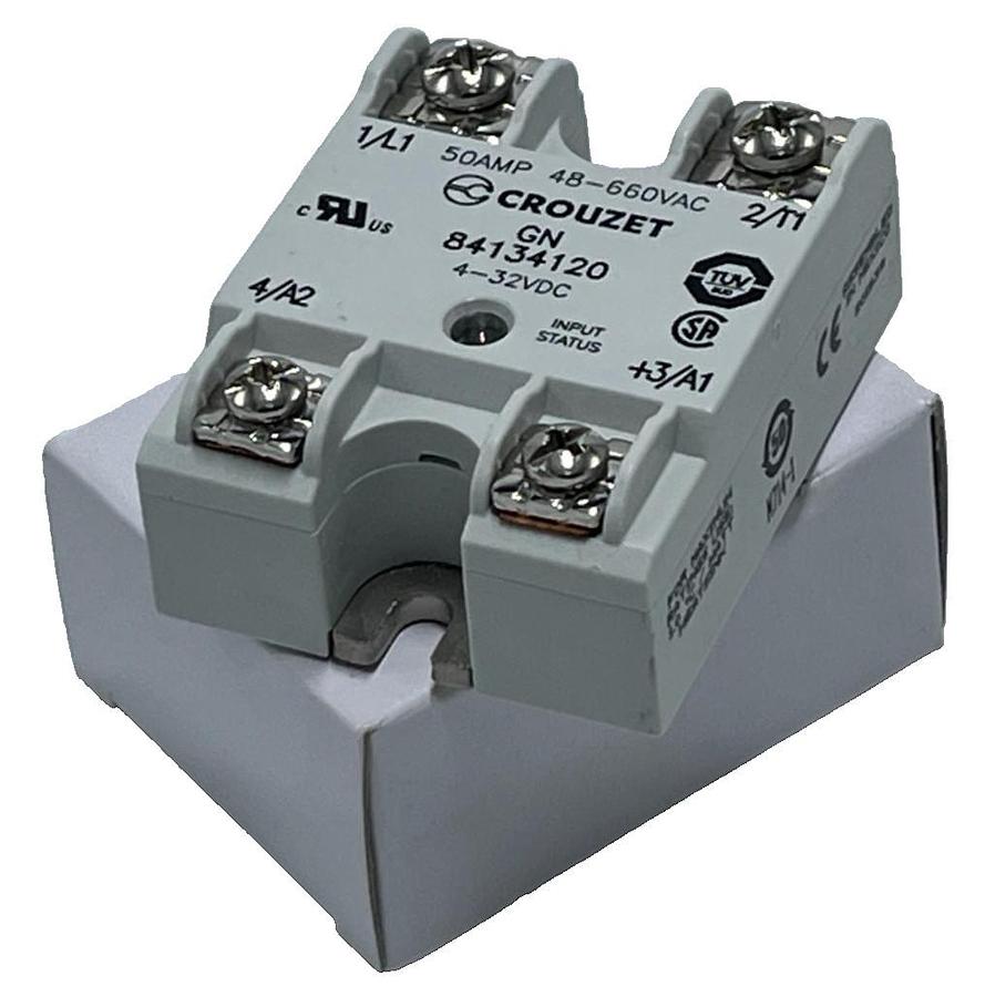 Crouzet 84134120 Solid State Relay - 50A, 48-660VAC Output, 4-32VDC Control