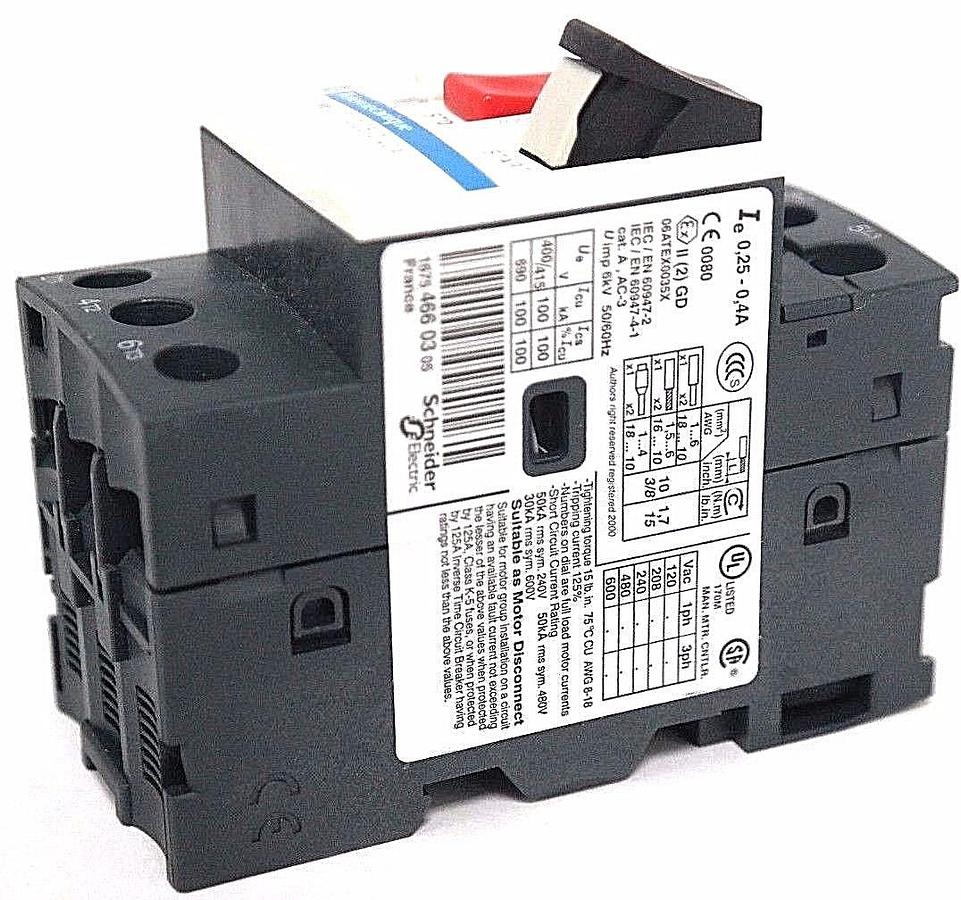 NIB TELEMECANIQUE GV2ME03 MOTOR CIRUIT BREAKER TESYS-034299 0,25-0/40A, GV2-ME03