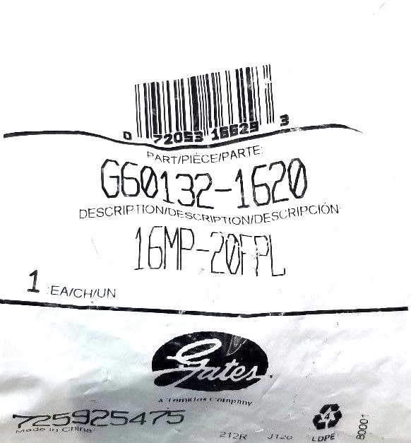 NEW GATES G60132-1620 ADAPTER G601321620, 16MP-20FPL