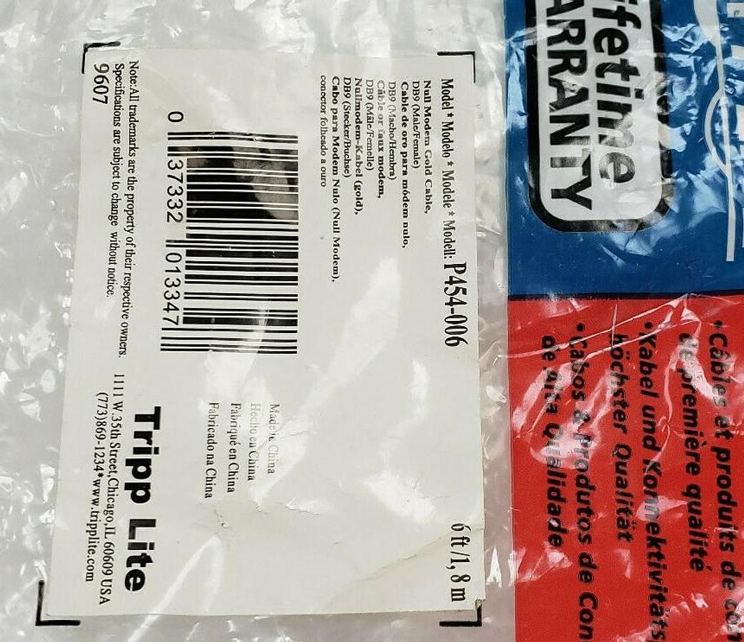 NEW TRIPP-LITE P454-006 CABLE P454006, 6FT, 9-POS.