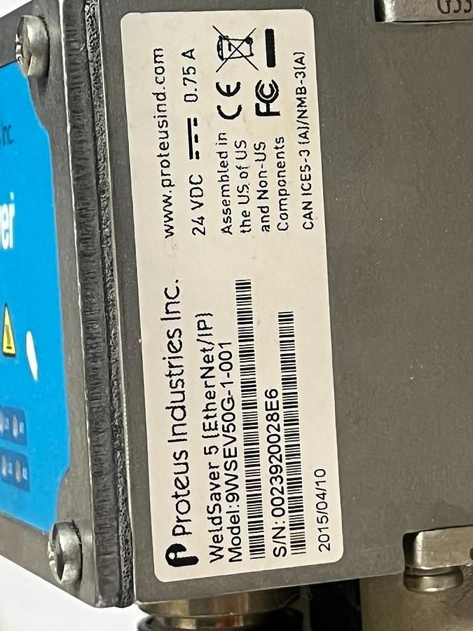 Used Proteus WeldSaver 5 EtherNet/IP 9WSEV50G-1-001 Water Control Robot Panel SMC