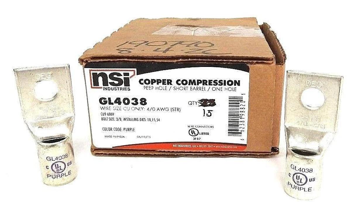 Used NIB NSI GL4038 COPPER COMPRESSION SHORT BARREL, ONE HOLE, PURPLE - QTY 15