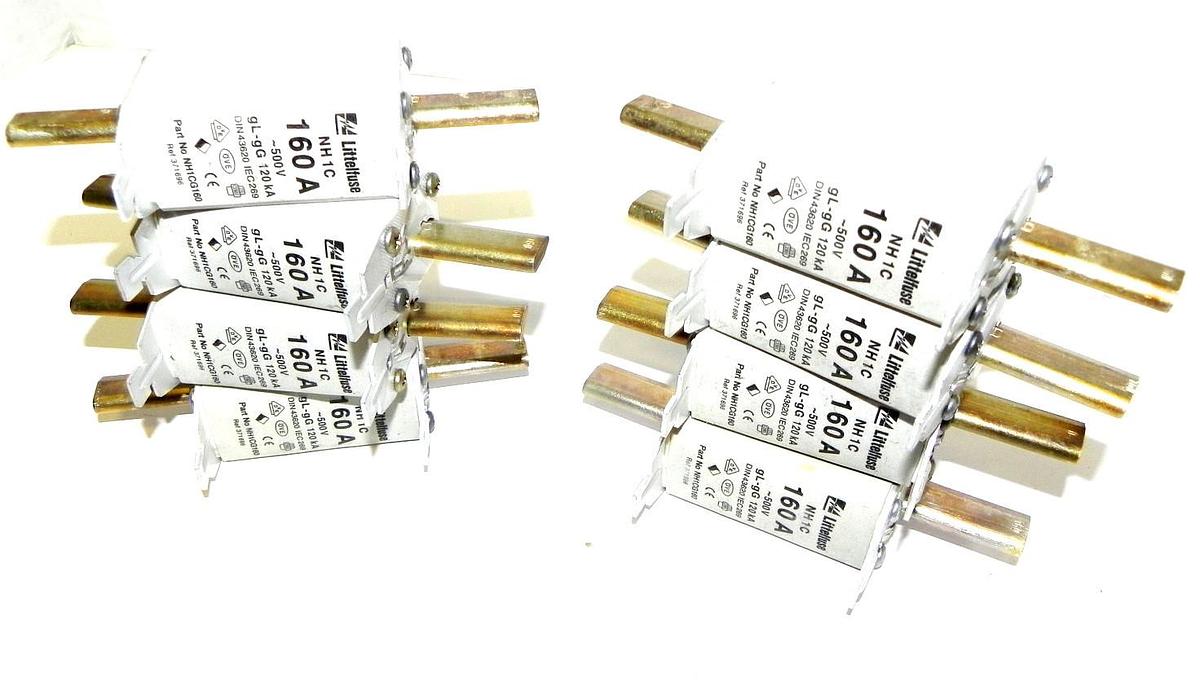 Used LOT OF 8 LITTELFUSE NH 1C 160AMP EUROPEAN STYLE FUSES NH1C