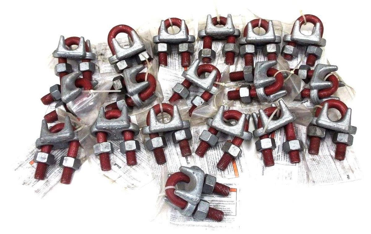 LOT OF 18 NEW CROSBY CLIPS G-450 WIRE ROPE RED-U-BOLT 1" STK# 2001653