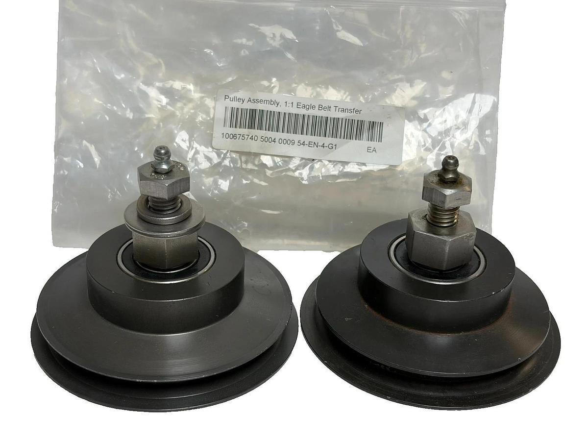 Lot of 2 Eagle Belt Transfer Pulley Assembly 1:1 V-Belt Idler with Grease Zerk