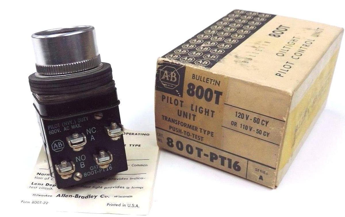 Used NIB ALLEN BRADLEY 800T-PT16 PILOT LIGHT UNIT 800TPT16 SER. A W/ X-208238, 120V
