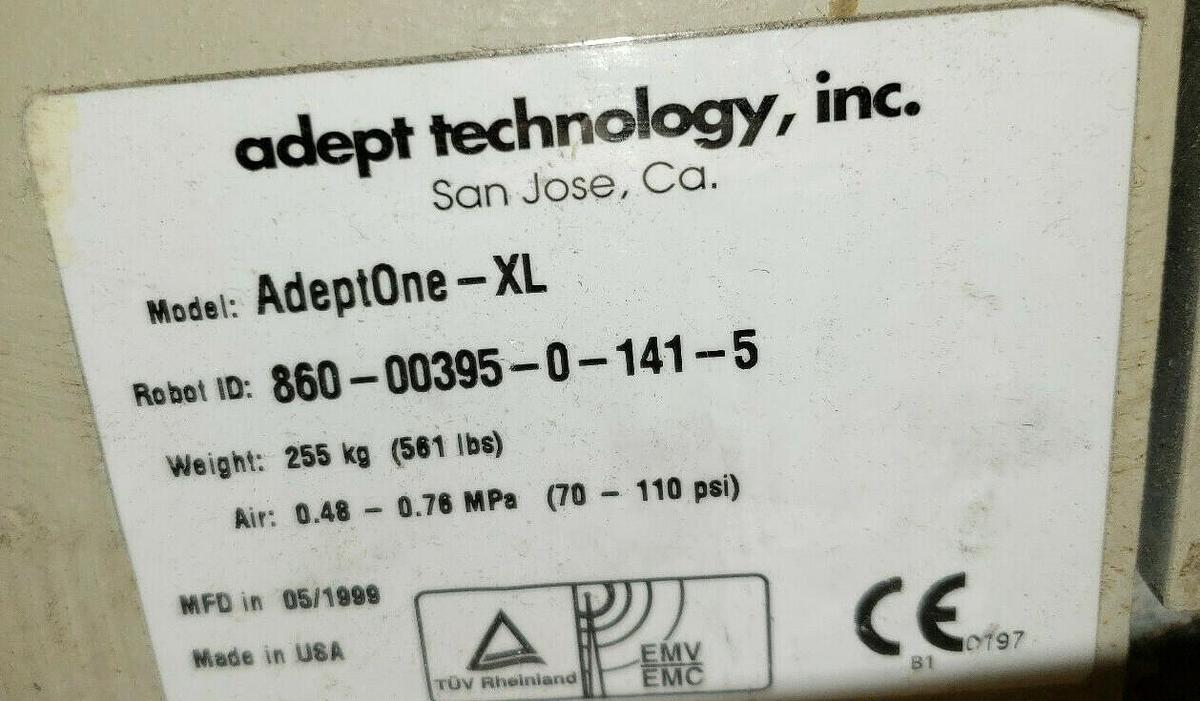 Used ADEPT TECHNOLOGY ADEPTONE-XL ROBOT 860-00395-0-141-5 (SEE DESCRIPTION)
