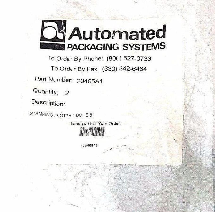 Used NEW AUTOMATED PACKAGING SYSTEMS 20405A1 STAMPING FLGTTE 1 BORE 8 (QTY:2)
