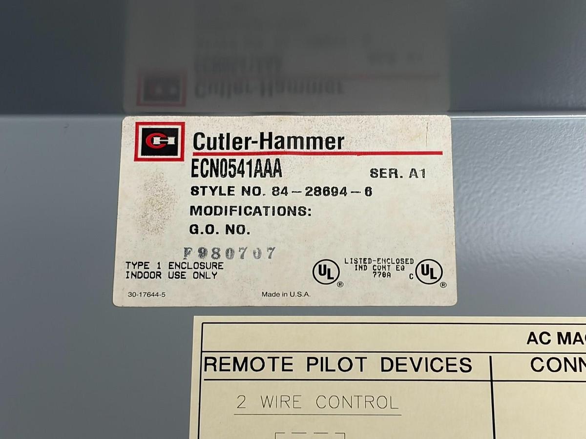 Used Cutler-Hammer ECN0541AAA Freedom NEMA Size 4 Motor Control Starter 120V Coil NEW