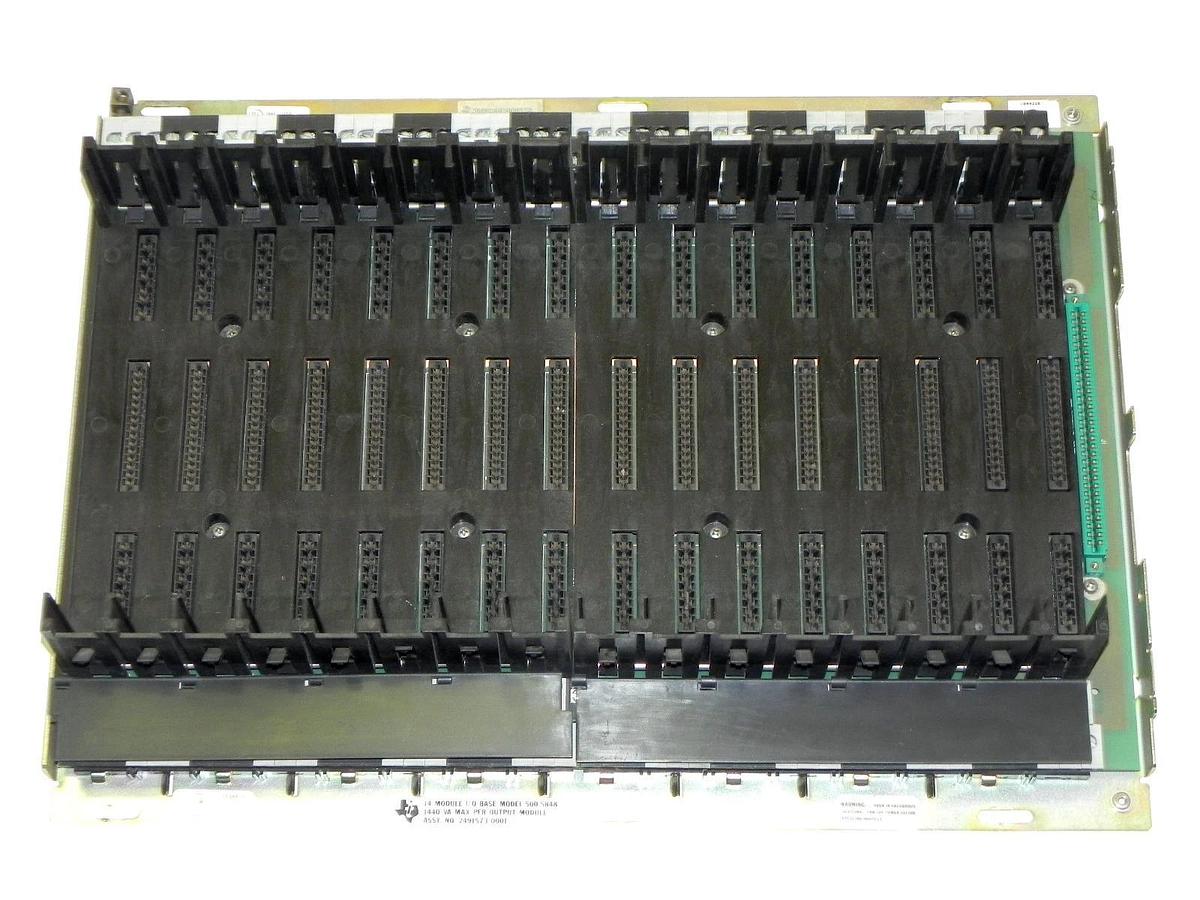 Used TEXAS INSTRUMENTS 500-5848 RACK I/O 14 MODULE BASE ASSY. NO. 2491573-0001