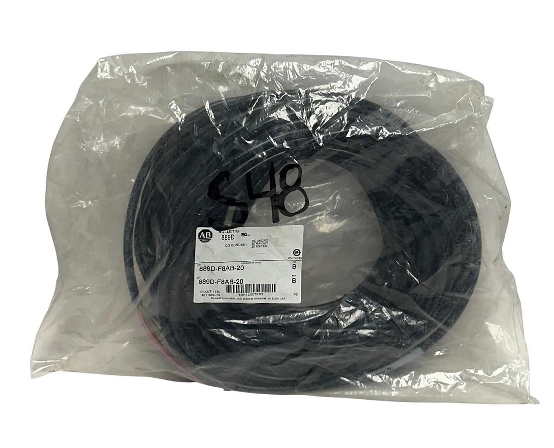 Used ALLEN BRADLEY 889D-F8AB-20 /B DC MICRO QD CORDSET STRAIGHT 20M LENGTH 8-PIN NSMP