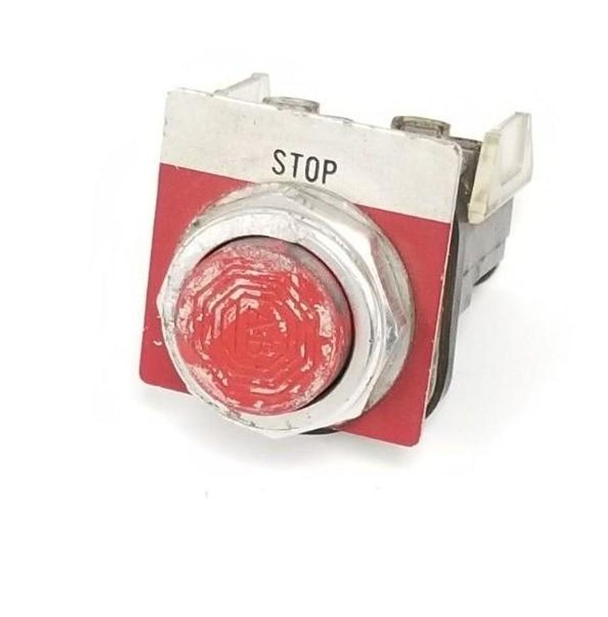 Used ALLEN BRADLEY 800T-B6 PUSHBUTTON RED SER. N, W/ (1) 800T-XA CONTACT
