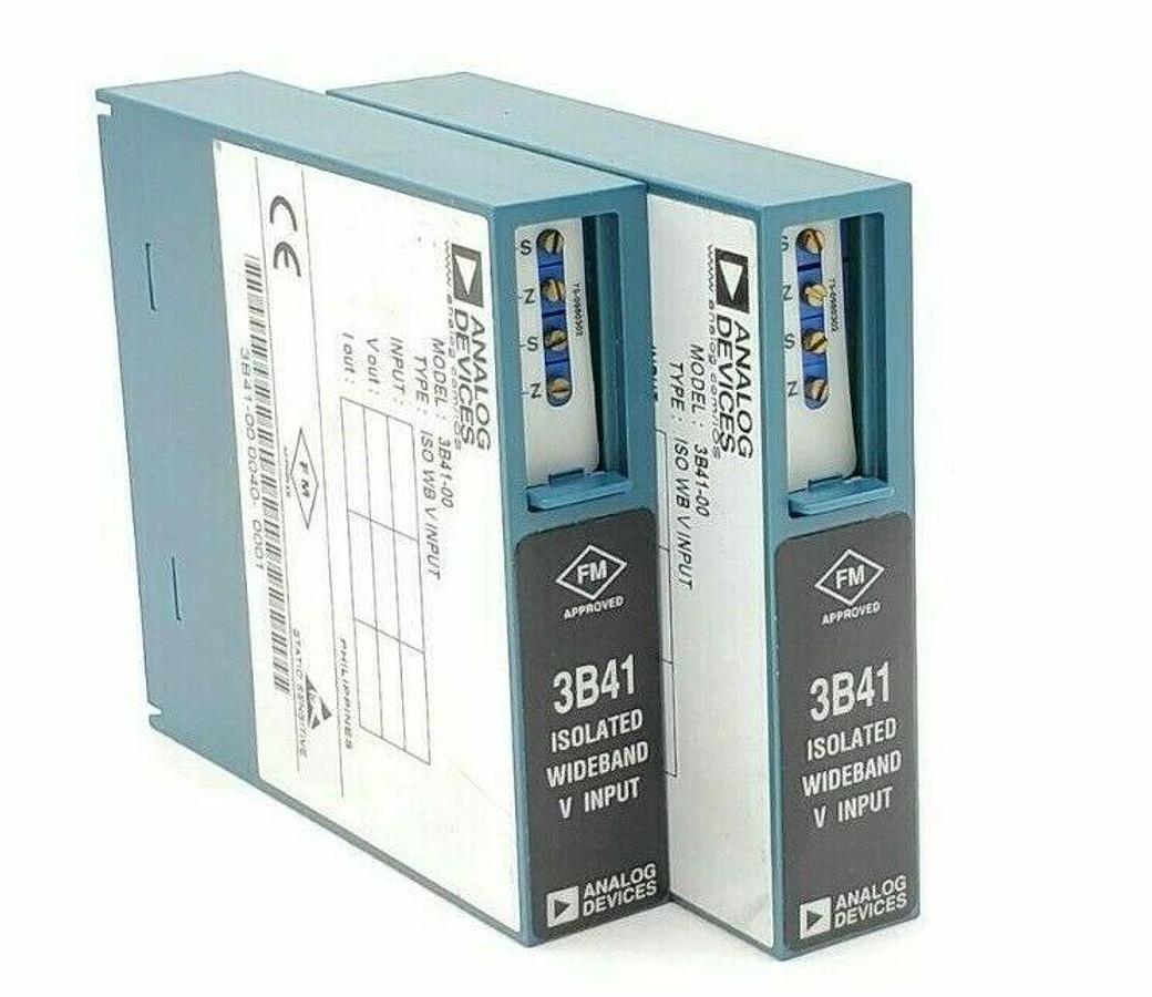 Used LOT OF 2 ANALOG DEVICES 3B41-00 ISOLATED WIDEBAND V INPUT MODULES 3B4100