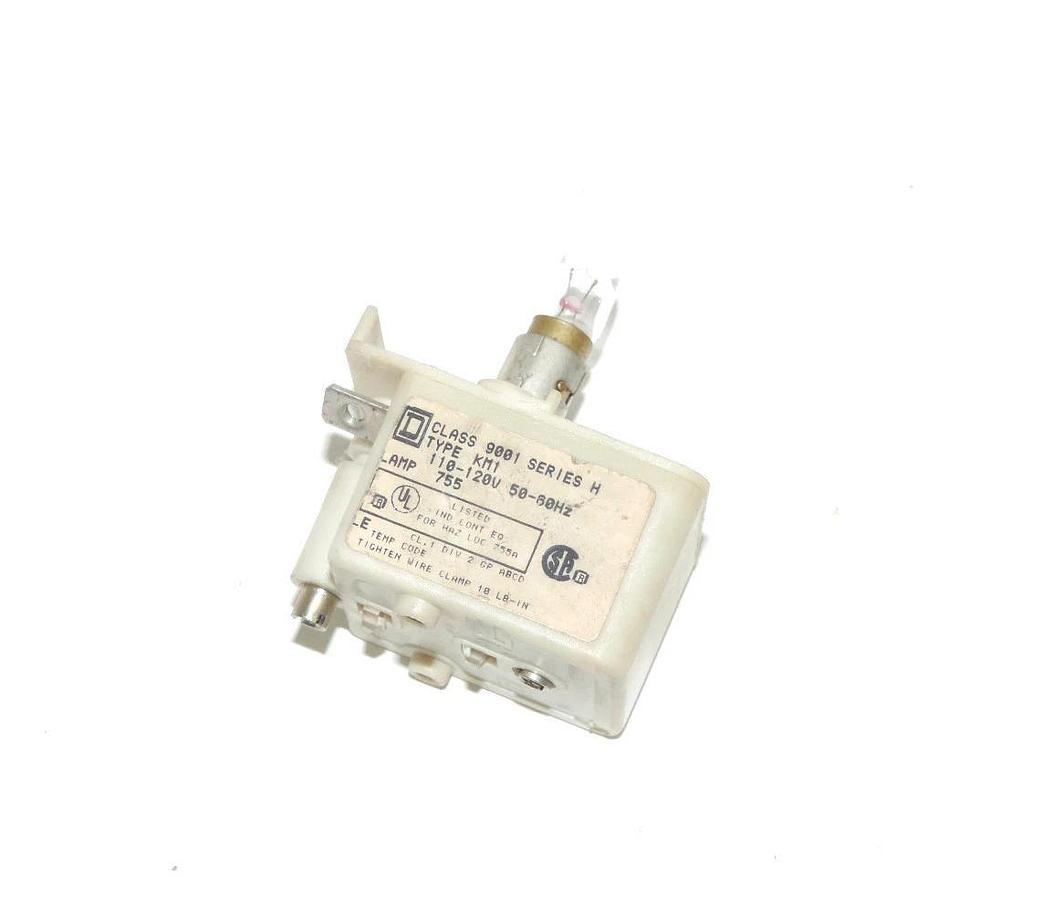 Used SQUARE D 9001-KM-1 PILOT LIGHT MODULE SERIES G, 110-120V, LAMP GE 755