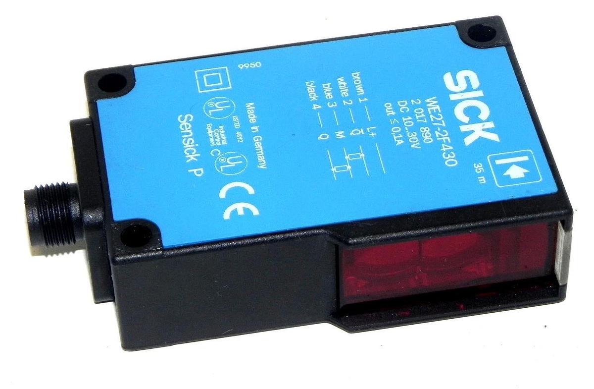 Used SICK OPTIC WE27-2F430 THROUGH-BEAM PHOTOELECTRIC SENSOR WE272F430, 2017890