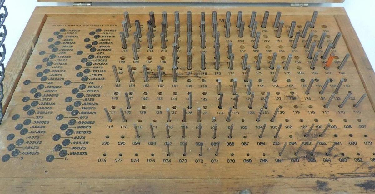 Used MEYER M-1 .061"-.250" PLUS PIN GAGE SET *IMCOMPLETE* APROXIMATELY 1/2 MISSING