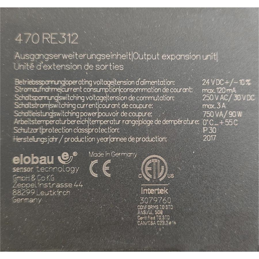 ELOBAU 470RE312 OUTPUT EXPANSION UNIT SAFETY RELAY 0.5SEC HOLAC 82.0453.2 NSMP