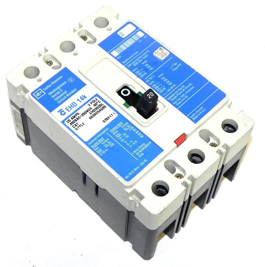 Used WESTINGHOUSE EHD3020L CIRCUIT BREAKER STYLE NO. 6638C94G85