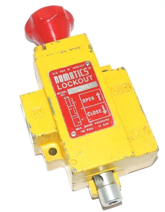 Used NUMATICS VL30N03Y VALVE LOCKOUT YELLOW 3/8" NPT 150 PSI