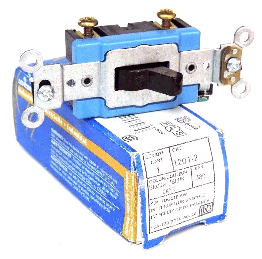 Used NIB LEVITON BROWN 1201-2 TOGGLE SWITCH 15A, 120-277V, 12012
