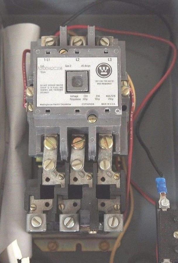 Used WESTINGHOUSE A200M2CXM NON REVERSING STARTER 45 AMPS, 600V, 440-480V COIL