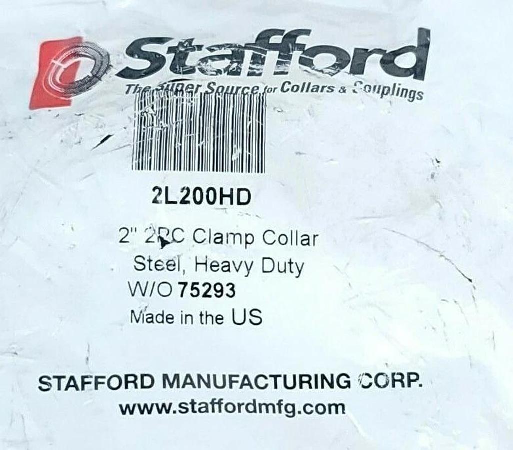 Used NEW STAFFORD 2L200HD 2'' 2PC CLAMP COLLAR STEEL, HEAVY DUTY W/ 75293