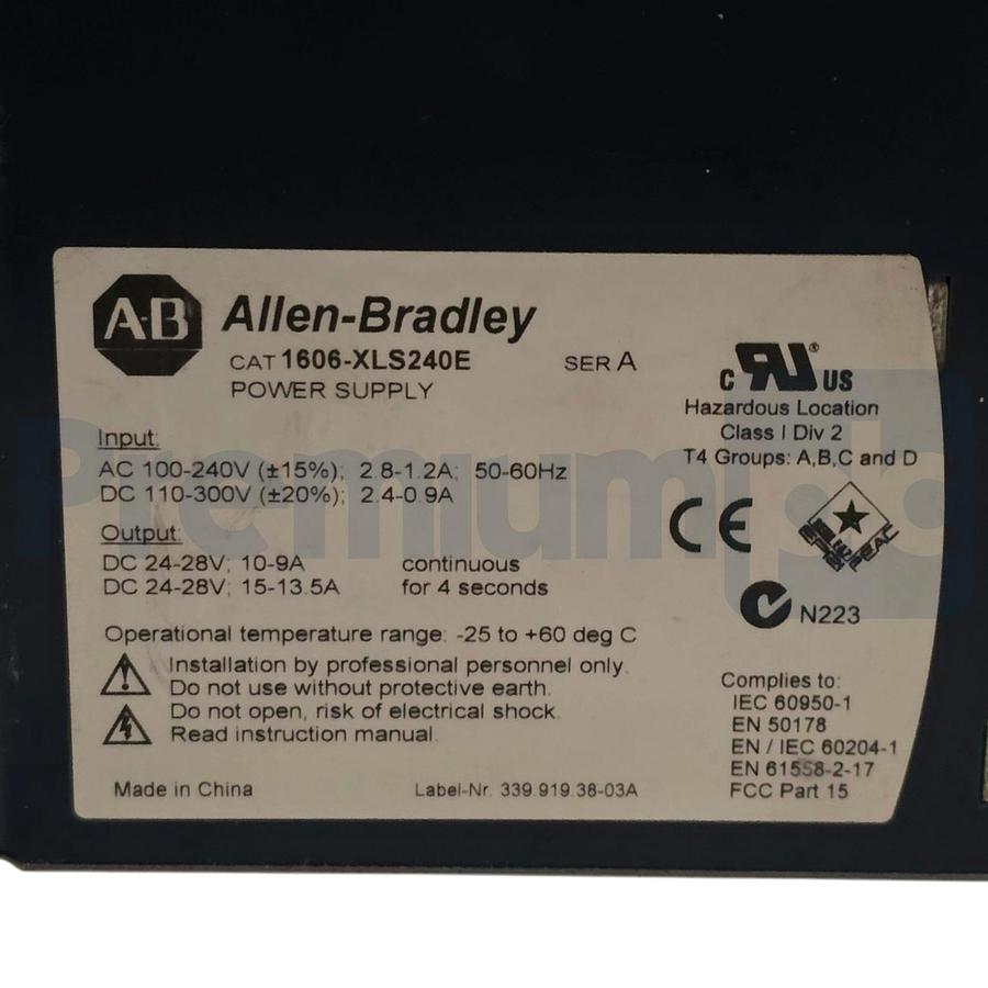 Used Allen-Bradley 1606-XLS240E /A Power Supply 24V-28V DC 10A 240W DIN Rail NUPI