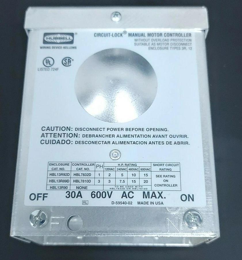 Used NIB HUBBELL HBL13R90 SURFACE MOUNT ENCLOSURE 30A