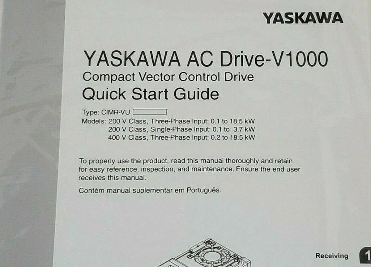 Used NIB YASKAWA CIMR-VU2A0001BAA AC DRIVE REV. C 200V 3PH 1.2A/0.8A CIMRVU2A0001BAA