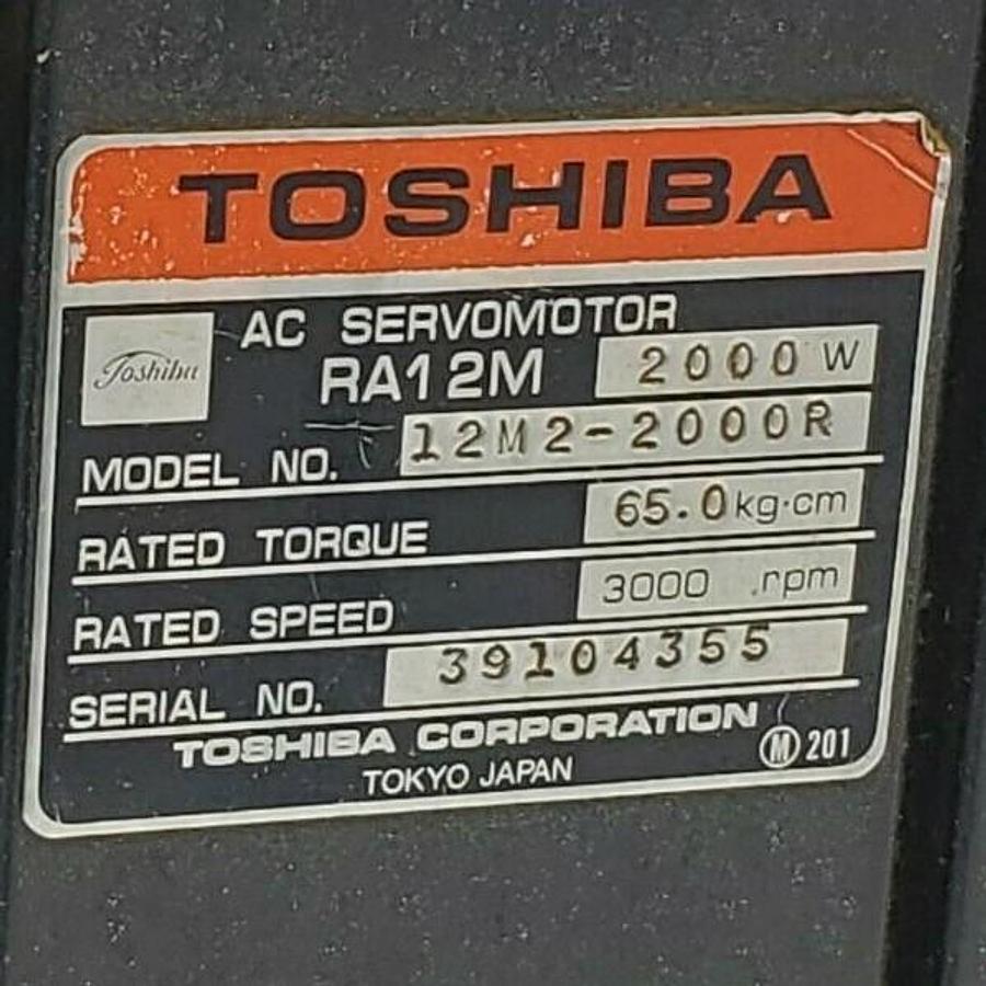 Used TOSHIBA 12M2-2000R AC SERVOMOTOR RA12M, 2000W, 3000 RPM, 12M22000R
