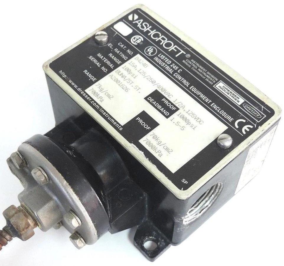 Used ASHCROFT B424B SNAP ACTION PRESSURE SWITCH , W/ TYPE 320, DIAPHRAGM 316L SENSOR